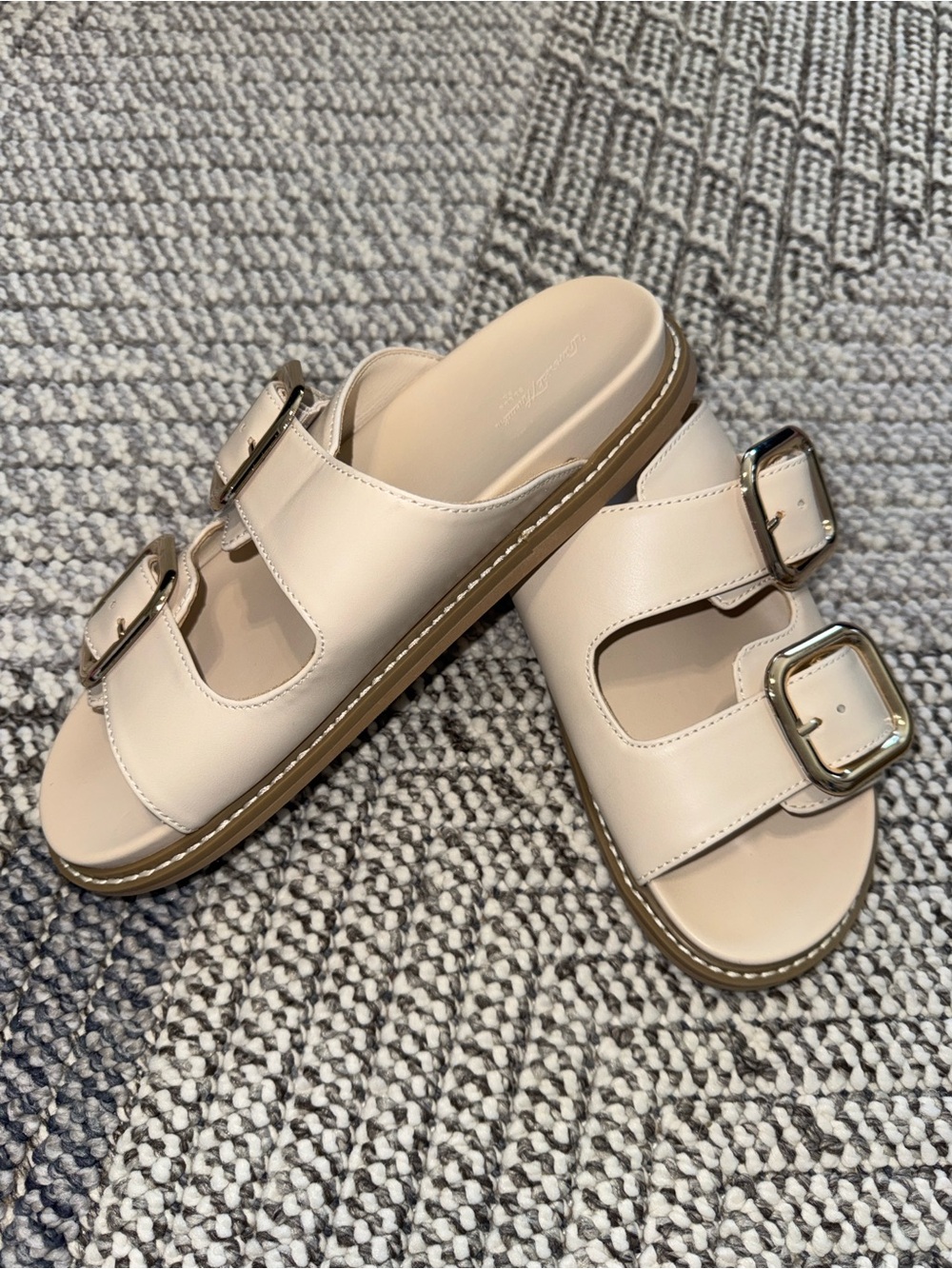 Universal Thread Cream Double Buckle Slide Sandals
